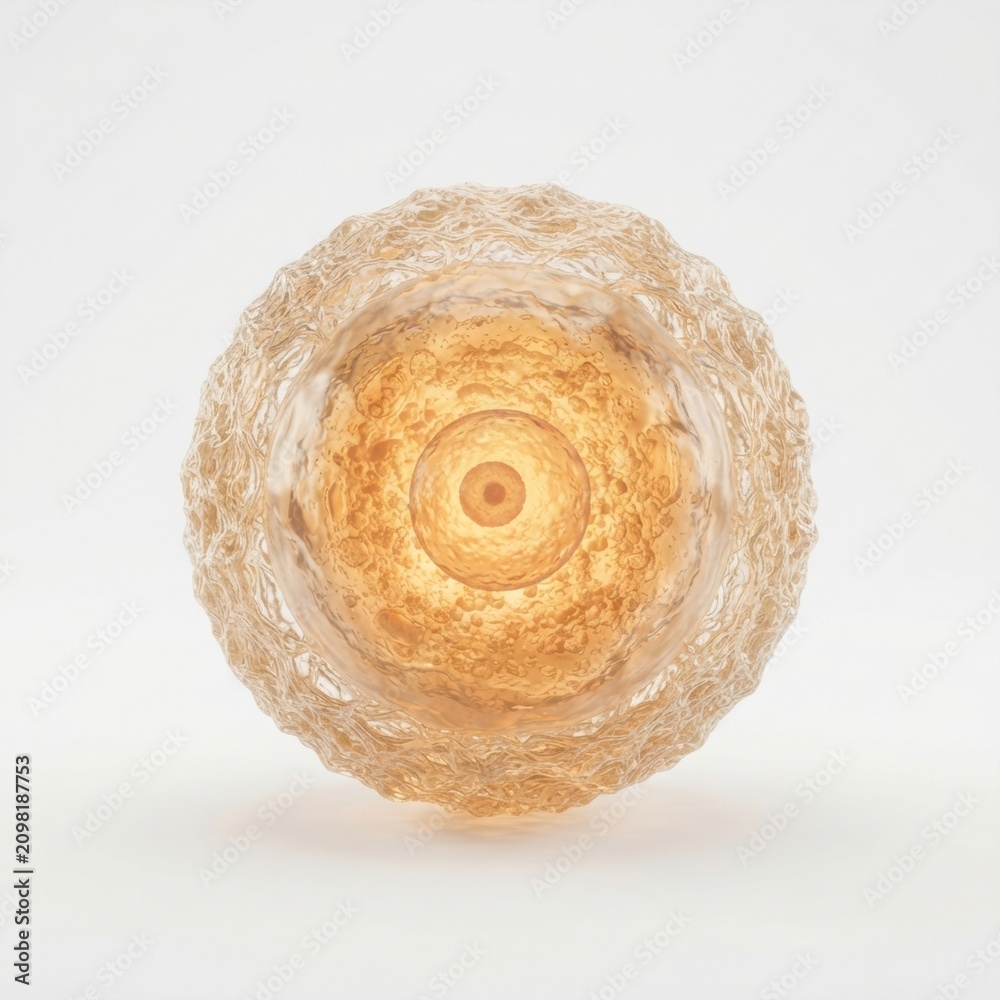 Obraz premium A 3D render of a human egg cell illustrating its structure and role in fertilization and reproductive health.