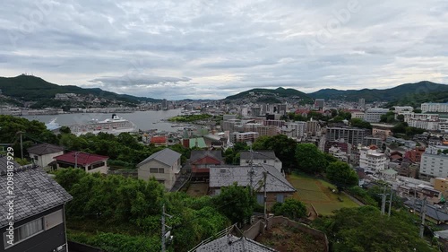 Nagasaki mountain view with harbour