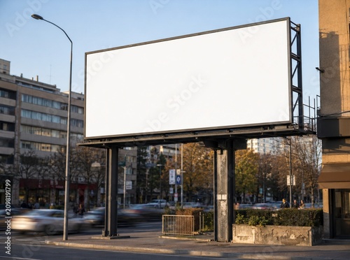 Blank Billboard Mockup on a Busy City Street