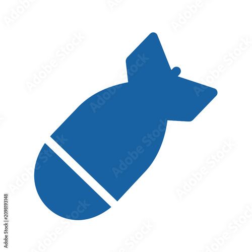 Cuadro en lienzo Isolated blue bomb icon symbol on white background, danger or explosion concept