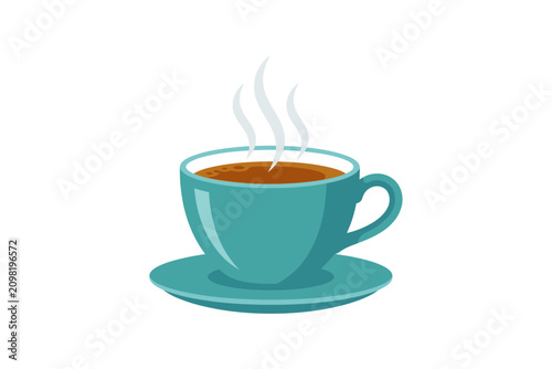 Steaming Teal Coffee Cup Vector Illustration