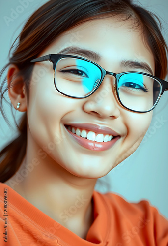 Smiling young asian woman w...