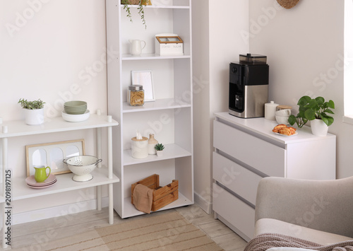 Modern white kitchen or liv...