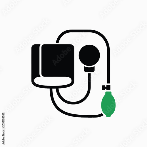Schilderij op canvas Medical sphygmomanometer icon graphic, blood pressure monitor symbol, healthcare