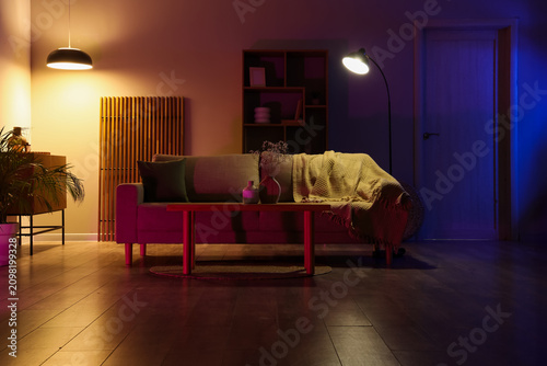 Interior of dark living roo...