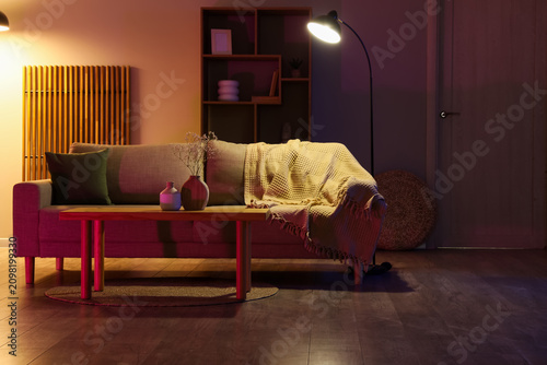 Interior of dark living roo...