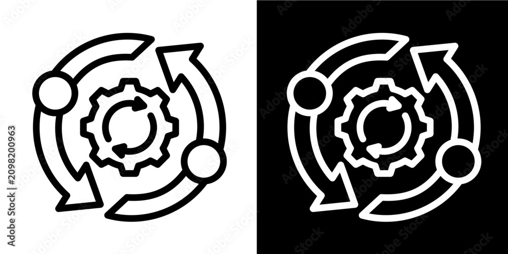 Fotografie Lean Transformation  Icon Set White Line Style Collection