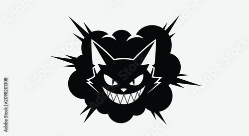 Foto Menacing Cat Illustration with Sharp Features and Intense Expression