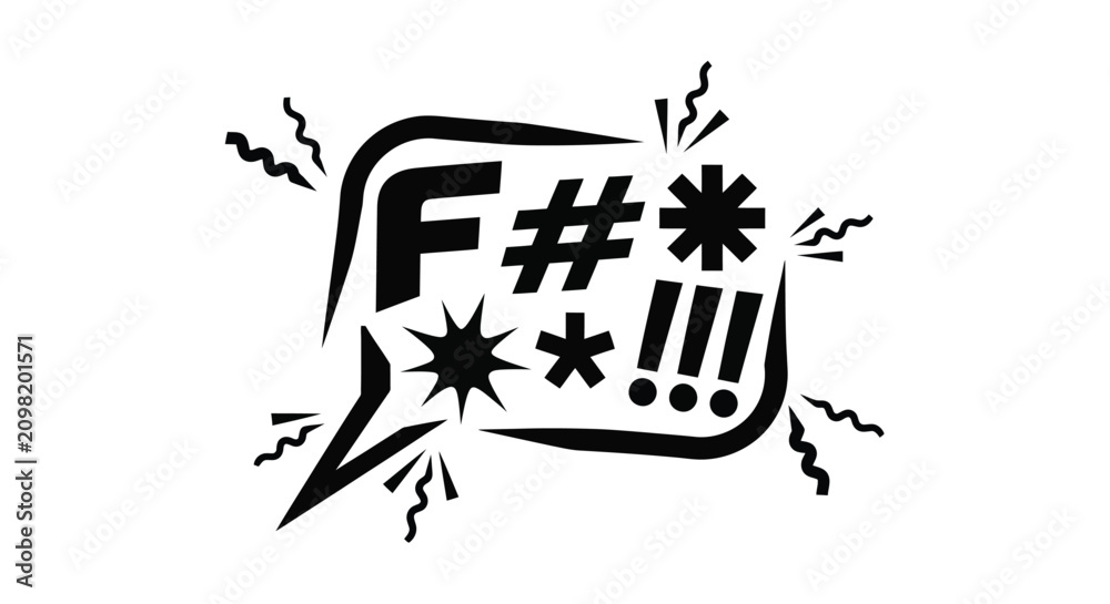 Foto Expressive Comic Speech Bubble with Angry Symbols.