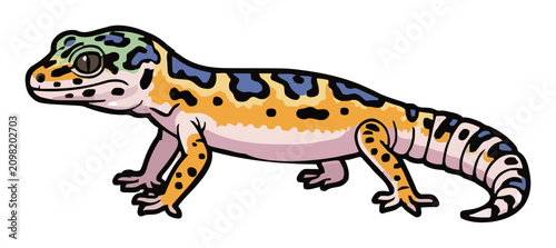 Pet leopard gecko isolated on white background. Generative AI