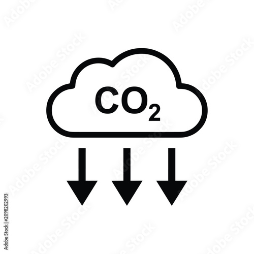 Принти на полотні Carbon Dioxide Cloud With Arrows Black Silhouette On White Background