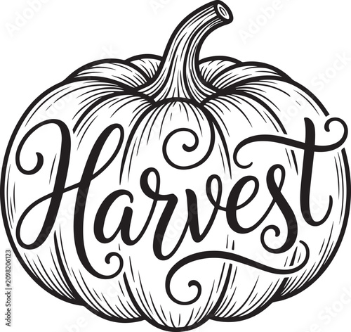 Autumn harvest pumpkin with elegant script for Thanksgiving Canada celebration vector