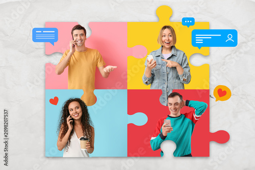 Diverse young adults connec...