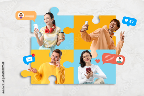 Diverse young people connec...