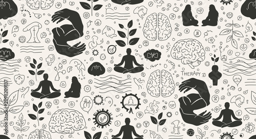 Photography Mindfulness Yoga and Meditation Seamless Pattern