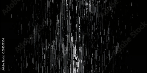 Bild auf Leinwand Abstract monochrome glitch art background with vertical pixel sorting distortion