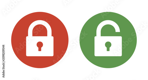 Картината върху платно Lock and Unlock Icons: A clear visual representation of a locked and an unlocked padlock, symbolizing security, access, and control