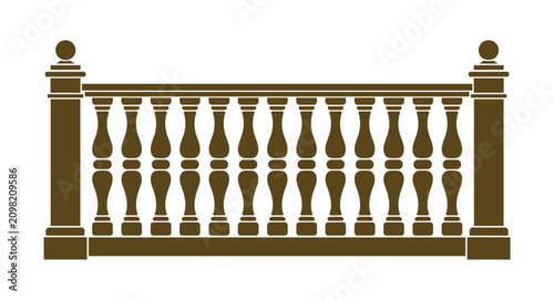 Photos Elegant Balustrade Design: A classic brown balustrade with ornate balusters and finials, showcasing timeless architectural detail and decorative railing