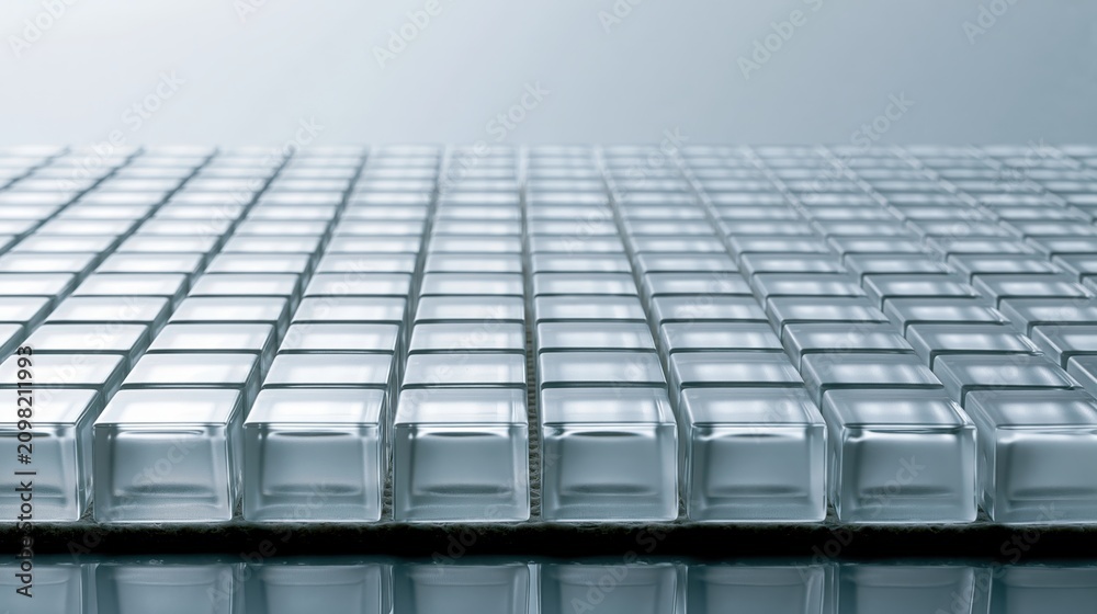Fototapeta premium Glass tiles blocks grid perspective minimal material architecture abstract