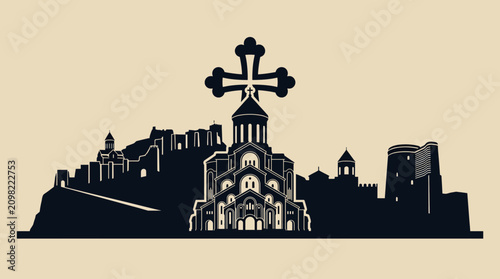 Fotografía Cross and Germany Flag Fusion Vector Illustration of Protestant Identity