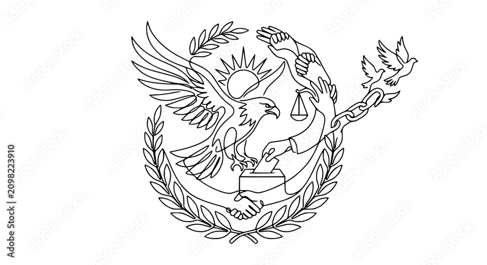 Obraz premium Symbolic Eagle, Voting, Justice, Freedom, Peace, Unity