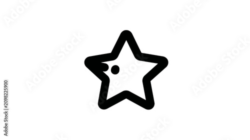 Minimalist hand-drawn black outline star icon with two dots, isolated on white. Simple doodle graphic element, rating, favorite, success symbol.