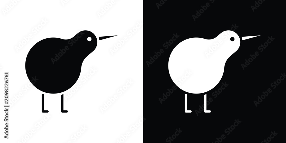 Obraz premium Kiwi bird icon line pictogram set