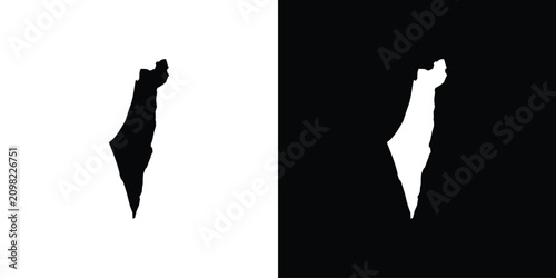 isreal map icon line pictogram set