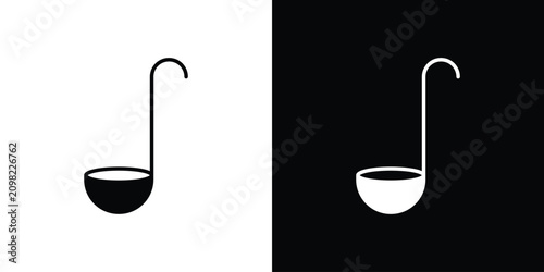 Ladle icon line pictogram set