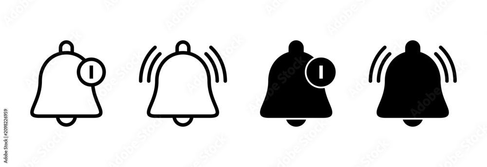 Obraz premium Bell Icon set vector. Notification sign and symbol for web site design