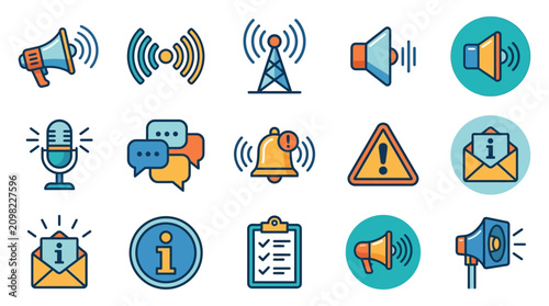 фотографія Communication icons set for notification.