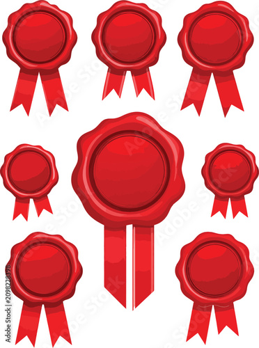 Collection of red wax seals...