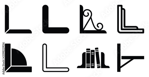 Quadro su tela Minimalist bookend icon variations set, premium vector line art bundle for digit