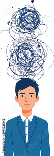Man in suit with tangled th...