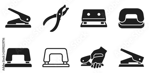 Konstfotografi Minimalist hole punch icon variations set, premium vector line art bundle for di
