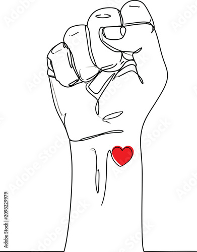 Isolated line drawing fist ...