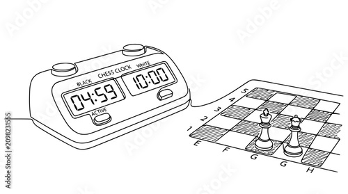 Konstfotografi Chess game strategy, clock and queens on board, strategic board game, competitio