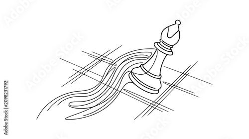 Tableau sur toile Minimalist Chess Bishop in Motion