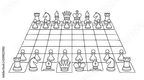 Photos Chessboard and Pieces - Strategic Game Board Setup