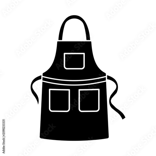 Quadro su tela Black kitchen apron icon with three pockets for cooking and cleaning Vector, ill