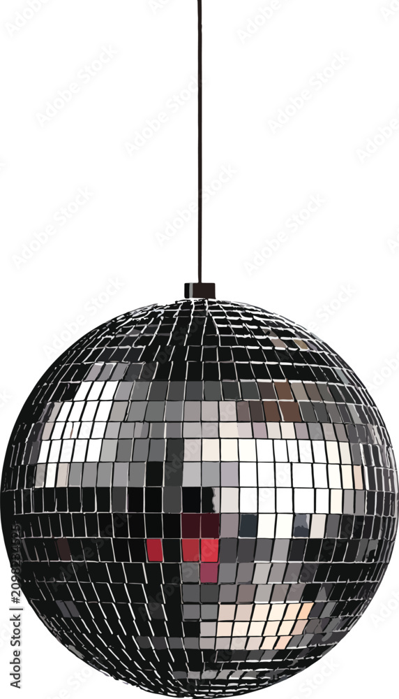 Obraz premium Isolated disco ball reflecting lights, retro party decoration, dance club sphere
