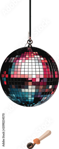 Isolated disco ball hanging...
