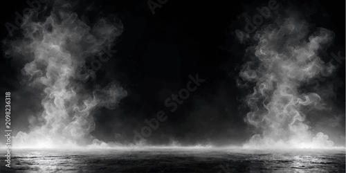 Quadro su tela Dramatic Black and White Slow Motion Water Splash with Dark Storm Clouds Atmosph