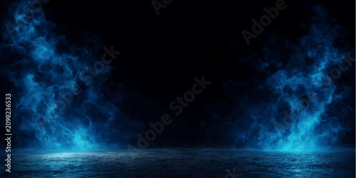 Fotografía Abstract Blue Sky with Dramatic Clouds Moonlight Dark Storm Smoke and Fog Atmosp
