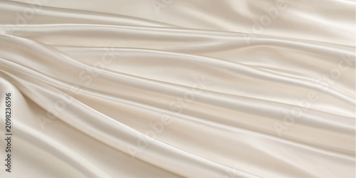Obraz na płótnie Elegant White Silk Satin Fabric Background with Smooth Flowing Waves, Luxury Tex