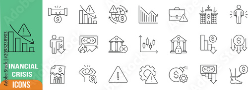 Tableau sur toile Financial downturn problem vector icons