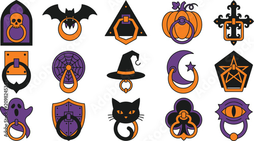 Foto Halloween door knocker collection spooky symbols for festive home decor and seas
