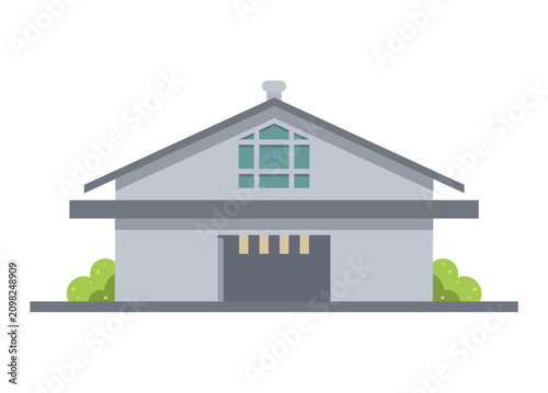 Opened warehouse building. Simple flat illustration. 
