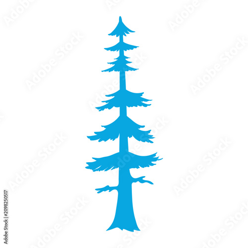 Minimalist Evergreen Pine Tree Silhouette Vector Illustration Isolated on White Background