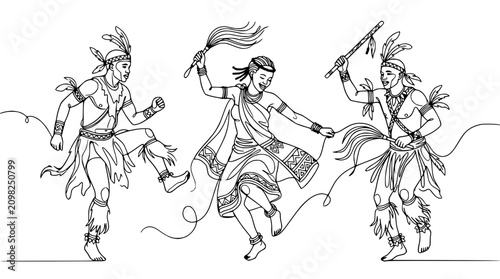 Quadro su tela Indigenous dancers, tribal celebration, cultural performance, traditional attire